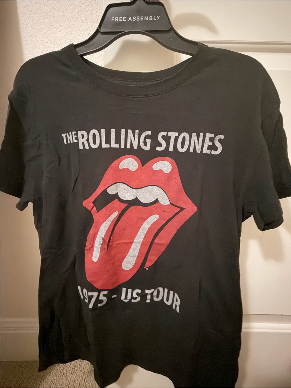 The Rolling Stones Black Kids Tee with Red Tongue Graphic